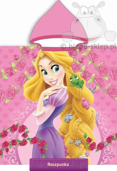 Roszpunka Księżniczka Disney-a ręcznik plażowy z kapturem 50x115, rózowy