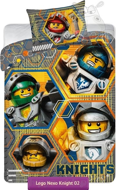 Pościel dla dzieci Lego Nexo 140x200, szara