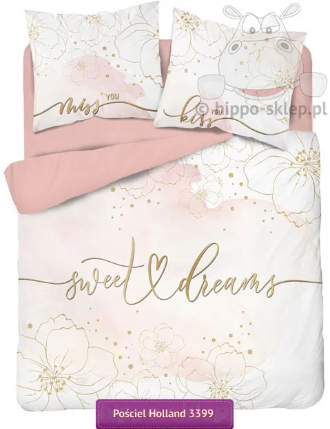 Dwuosobowa pościel w kwiaty słodkich snów 150x200 lub 160x200, blady róż
