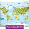 Mapa Świata duża poszewka 70x80, niebieska