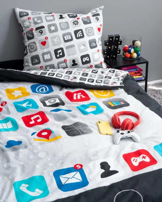 Komplet pościeli z nadrukiem ekranu telefonu