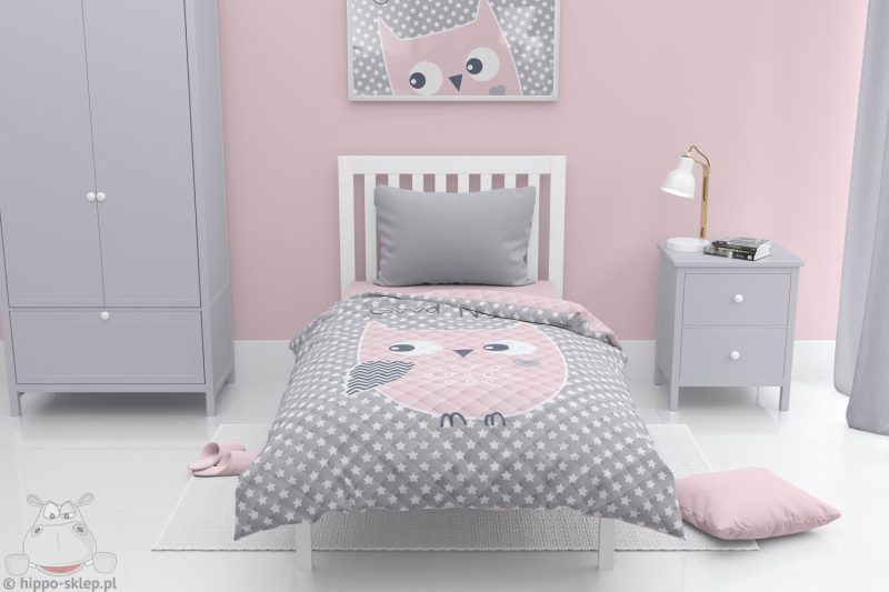 Pikowana narzuta na łóżko z sową dla dziewczynek