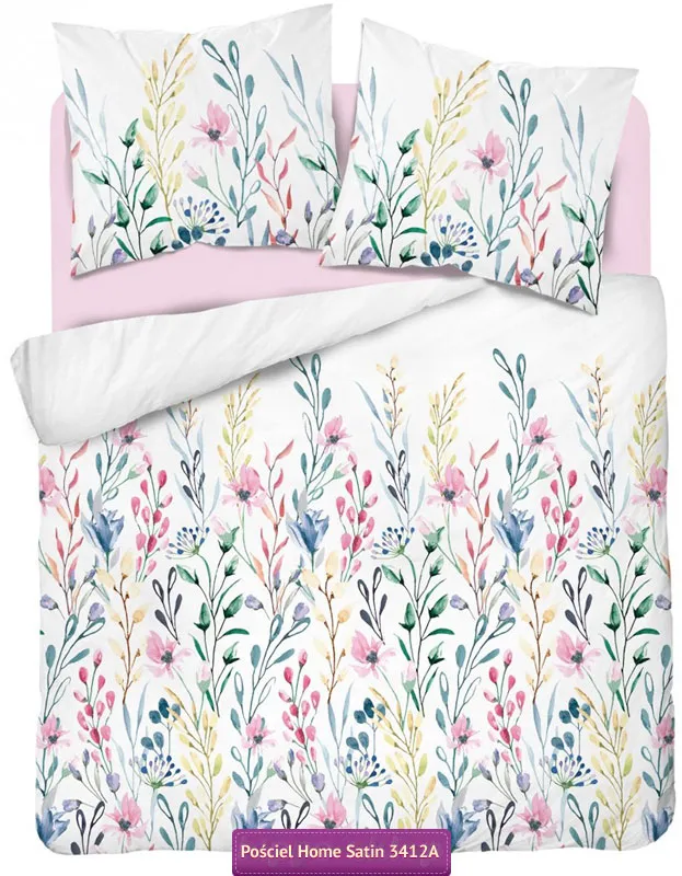 Pościel z satyny bawełnianej kwiecista łąka 160x200 lub 140x200