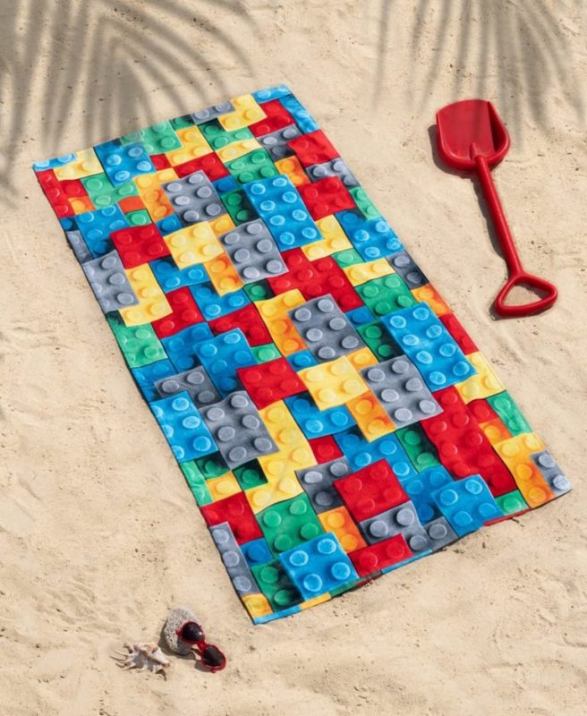 Bawełniany kąpielowy ręcznik dla dzieci klocki Lego