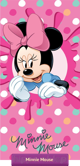 Różowy ręcznik plażowy z Myszką Minnie w kropki, Disney, Faro