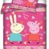 Pościel Świnka Peppa i Rebeka 140x200 i 160x200, rózowa