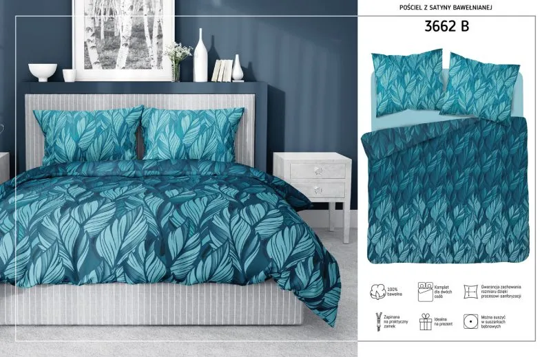 Satynowa poszwa i poszewka z motywem urban Jungle 140x200, 150x200