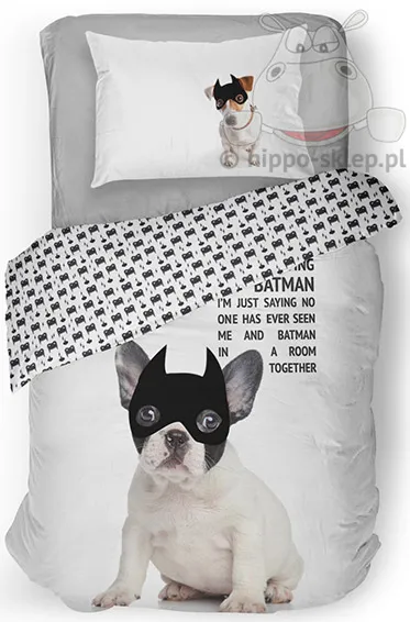 Pościel z psem w masce batmana 160x200