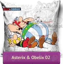 Asterix i Obelix mała poduszka dekoracyjna lub poszewka na jasiek, 40x40, biała