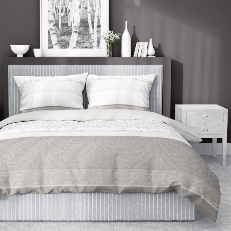 Pościel bawełna z satyna barokowy dekor roślinny 180x200 + 2x 70x80