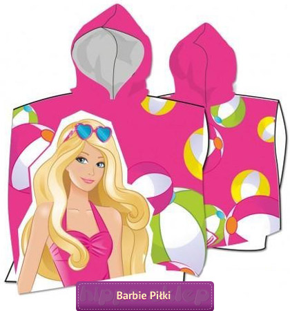 Ponczo plażowe z Barbie dla dziewczynki, 60x120, różowe