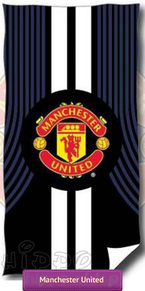 Ręcznik Manchester United 75x150, czarno biały w pasy