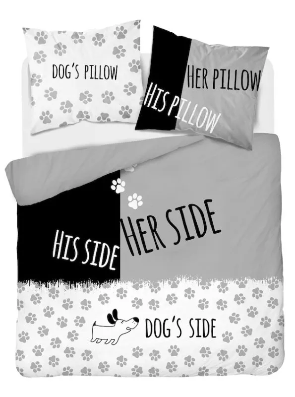 Komplet pościeli małżeńskiej Jej, Jego i Psia strona
