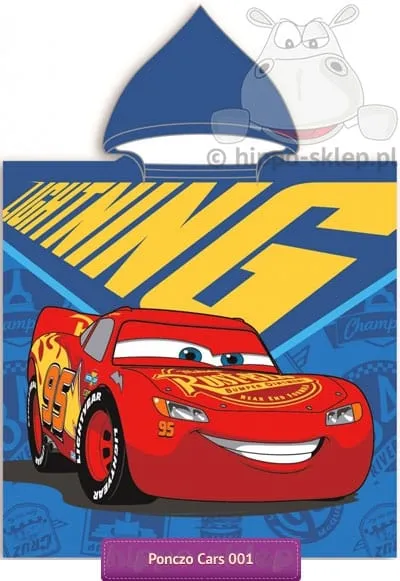 Auta Disney Cars 3 ponczo kąpielowe z kapturem 50x115 cm, niebieskie