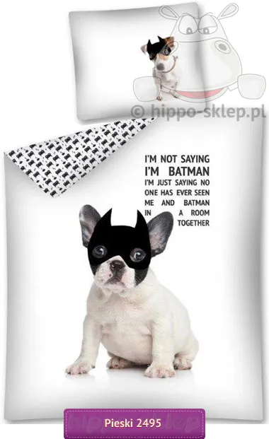 Czarno-biała pościel pies w masce 140x200