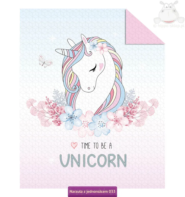 Pastelowa narzuta na łóżko z jednorożcem 170x210 cm