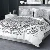 Wzorzysta pościel orientalna dla par 150x200 i 160x200 cm, biało-czarno-szara