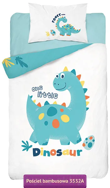 Pościel bambusowa w małe dinozaury 90x120
