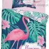 Pościel Flamingo z liśćmi monstery 3020, Detexpol