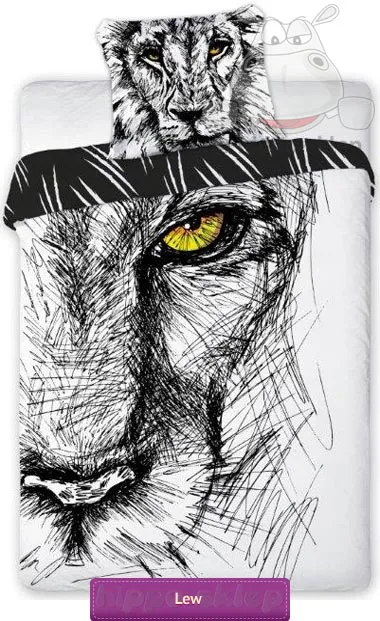 Czarno-biała pościel Lew - Wild 140x200
