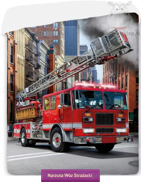 Narzuta wóz strażacki - straż 140x195, szara