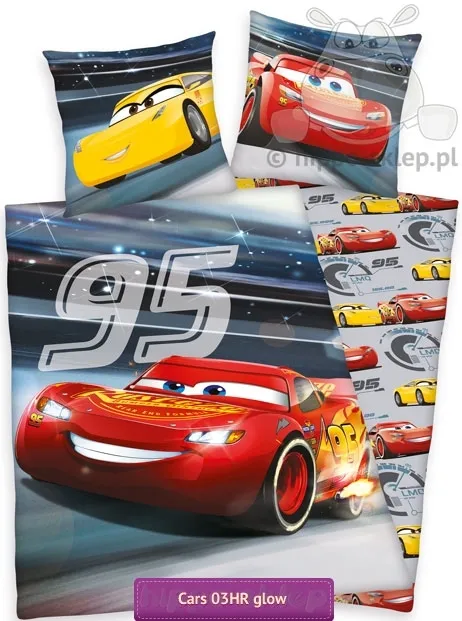 Pościel świecąca w ciemności Auta Cars 3 - 135x200