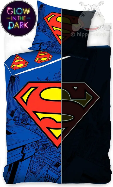 Komplet pościeli świecącej Supermen 140x200, 135x200