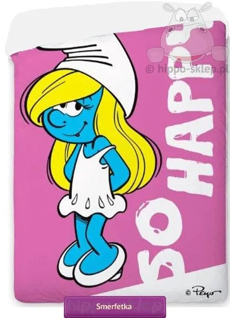 Narzuta dziecięca ze Smerfetką różowa 140x195