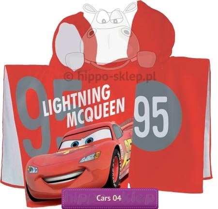 Auta Disney Cars ręcznik poncho duży 60x120, czerwony