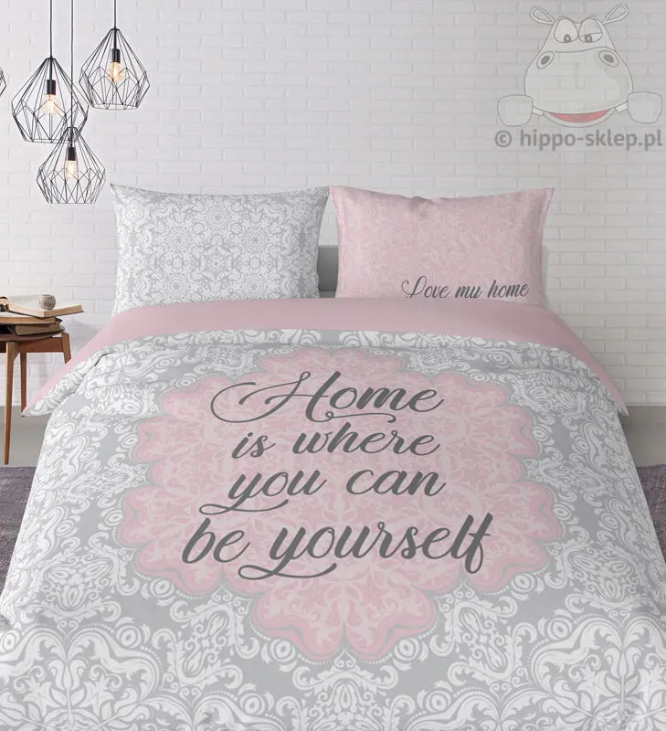 Szaro-różowa pościel My Home 160x200 lub 150x200