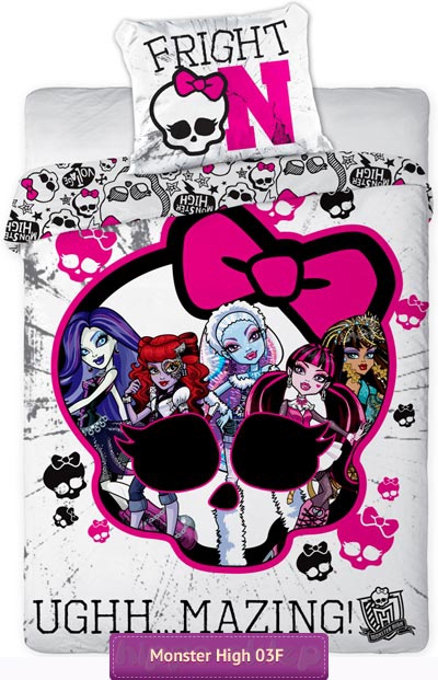 Pościel Monster High biała 140x200 + 70x80, Mattel