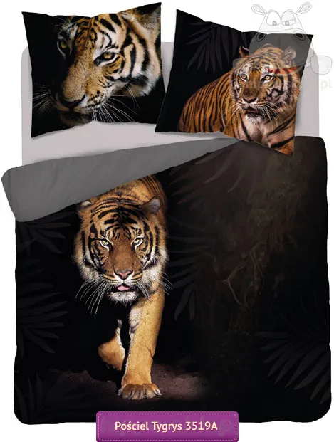 Czarna pościel tygrys bengalski 160x200 150x200 lub 140x200