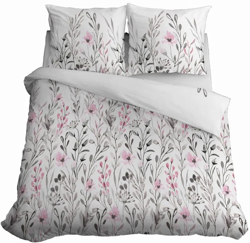 Satynowa pościel w kwiaty i pnącza 180x200 i 200x200
