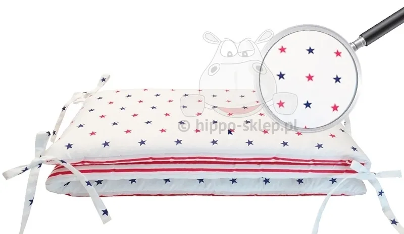 Mała pościel dziecięca gwiazdki czerwone 3 z ochraniaczem Poldaun