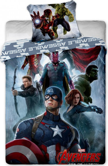 Pościel Czas Ultrona Marvel Avengers 140x200, niebieska