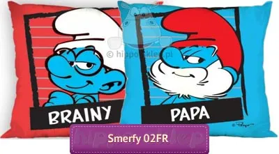 Dwustronna poszewka Papa Smerf i Mądrala, czerwono niebieska