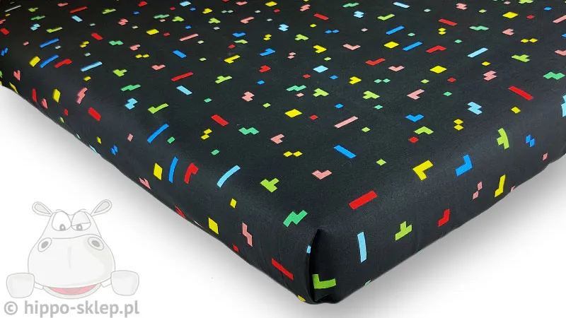 Prześcieradło Tetris 140x200 cm, czarne