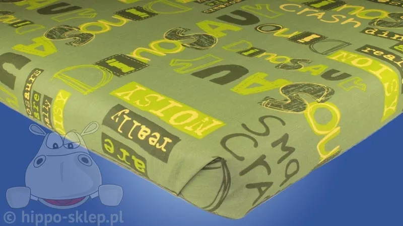 Prześcieradło Dinozaury 140x200 zielone