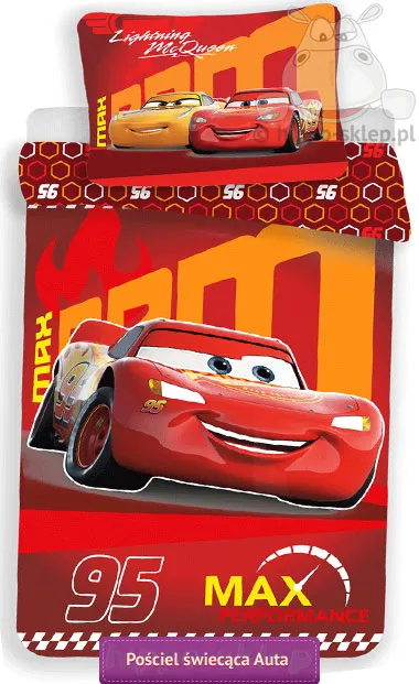 Pościel dla chłopca z Zygzakiem McQueenem świecąca w ciemności 140x160 lub 120x160 cm