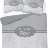 Pościel Mr & Mrs perfect szara 160x200 cm