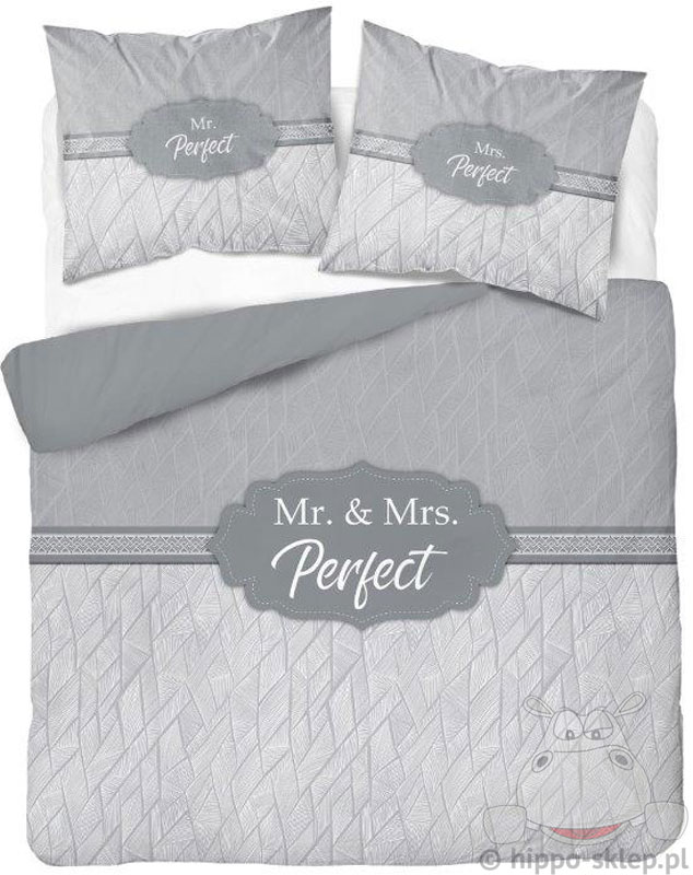 Pościel Mr & Mrs perfect szara 160x200 cm