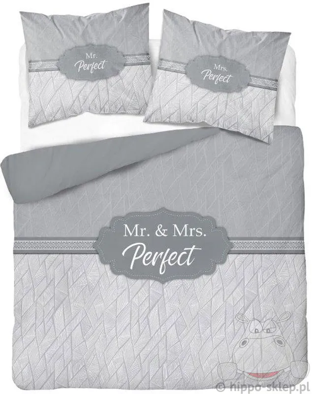 Pościel Mr & Mrs perfect szara 160x200 cm