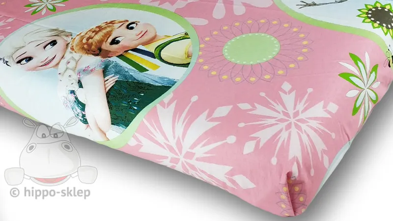 Prześcieradło Kraina Lodu 140x200 płaskie, różowe