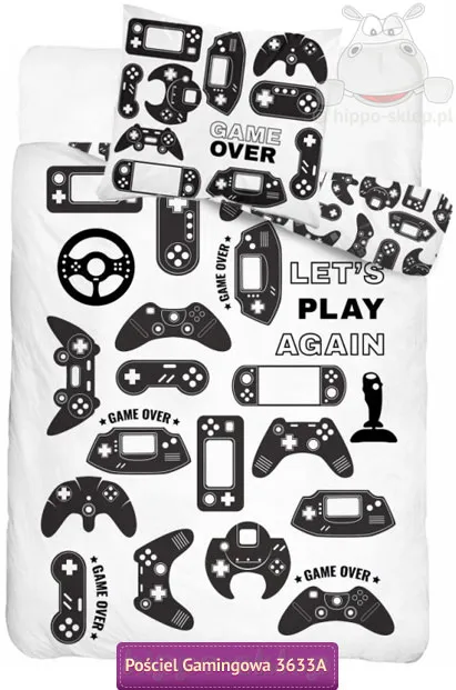Pościel z gamepadami do konsoli Xbox / PS / retro 160x200, czarno biała
