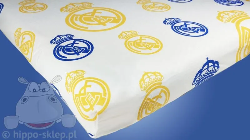 Bawełniane prześcieradło Real Madryt 004 białe 100% bawełna