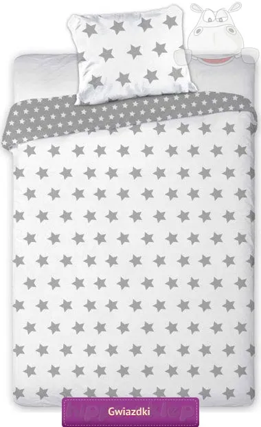 Młodzieżowa pościel w gwiazdki 140x200 i 150x200, szara young 001