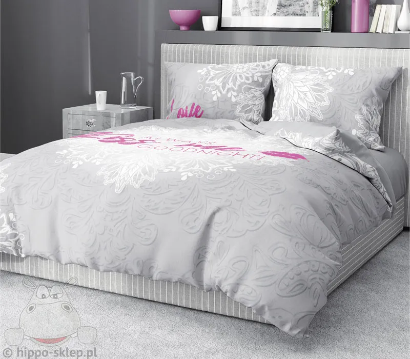 Pościel pocałuj mine - usta 160x200 lub 150x200, szara