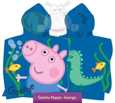 Ręcznik z kapturem Świnka George Pig 60x120, niebieski