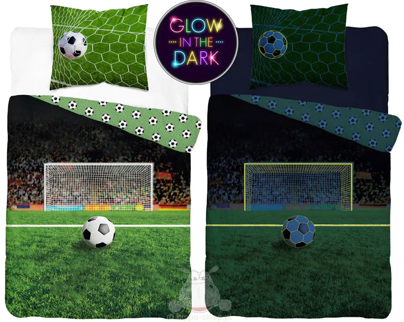 Pościel świecąca boisko - stadion piłkarski 140x200 lub 135x200, zielona