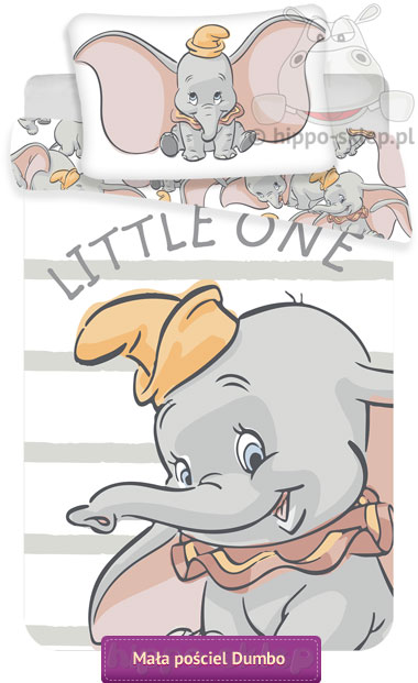 Pościel słoń Dumbo Disney 90x120, 90x130 i 100x135, biało-szara